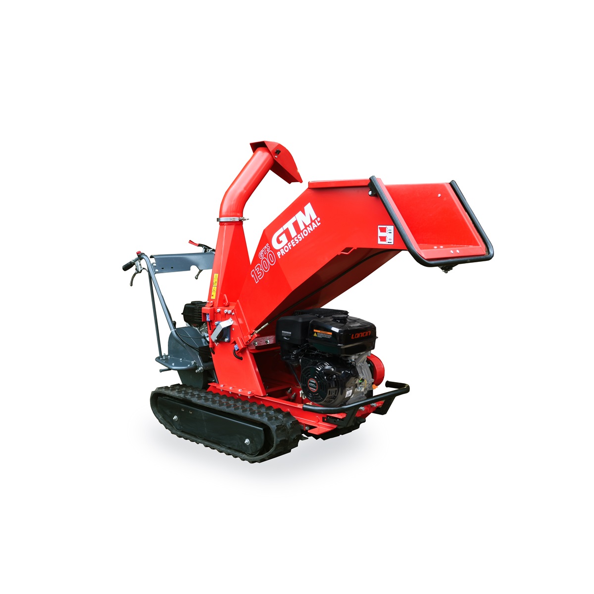 GTM GTS 1300 RG hernyótalpas önjáró ágaprító Loncin motor 420ccm 15Le , sebesség 3 előre 1 hátra fokozat, 10cm ág-ig