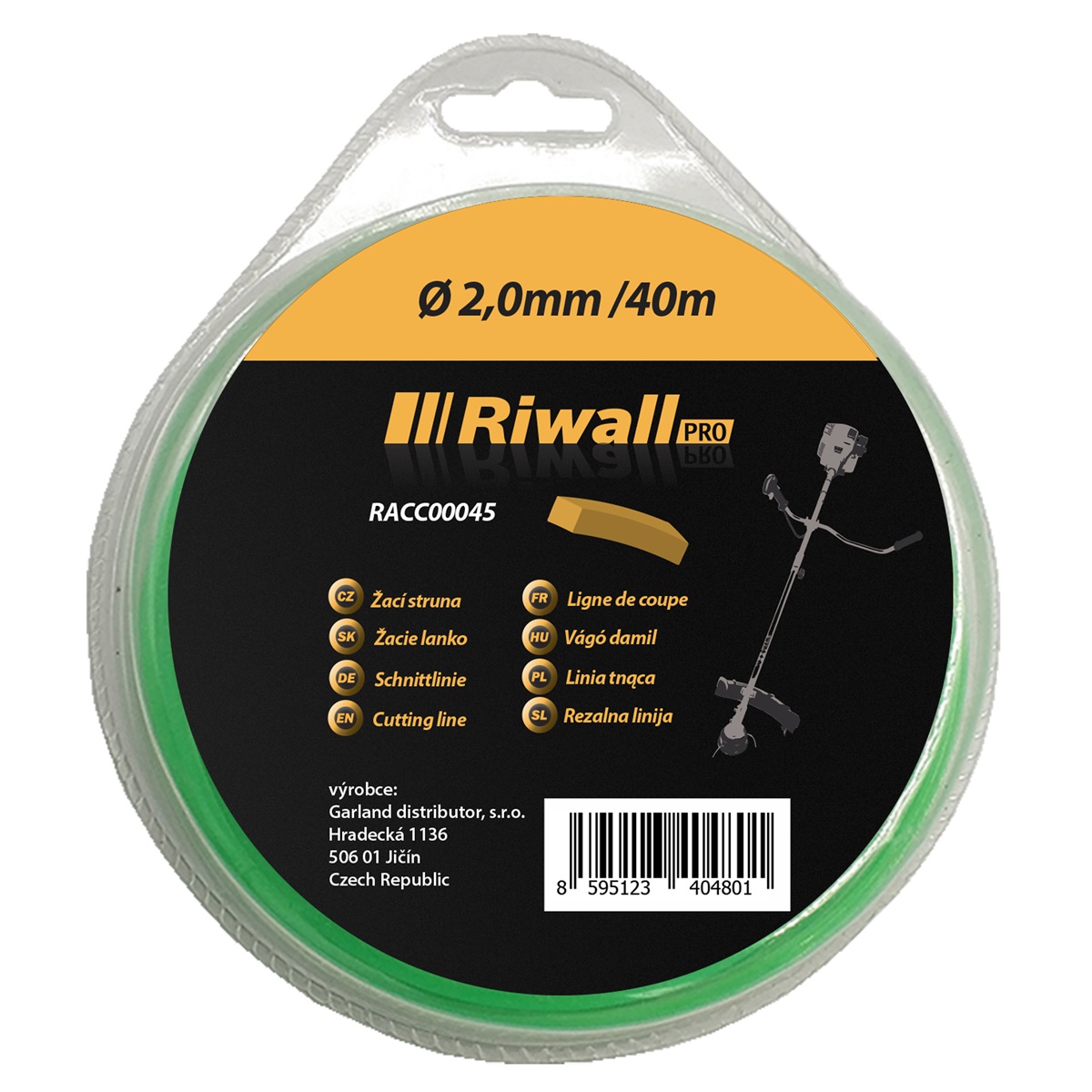 Riwall PRO Žací struna pr. 2mm, délka 40m, čtvercový průřez